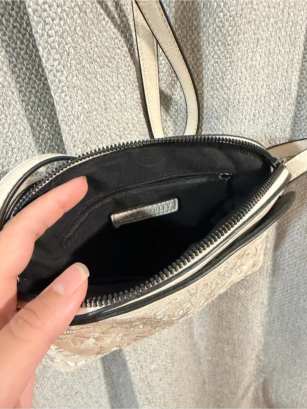 Elegant Cream Floral Embossed Crossbody Bag
